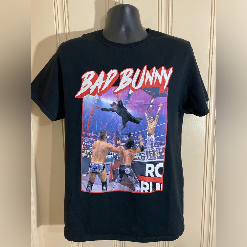 WWE Authentic Bad Bunny Royal Rumble Adult Large Graphic T-Shirt
